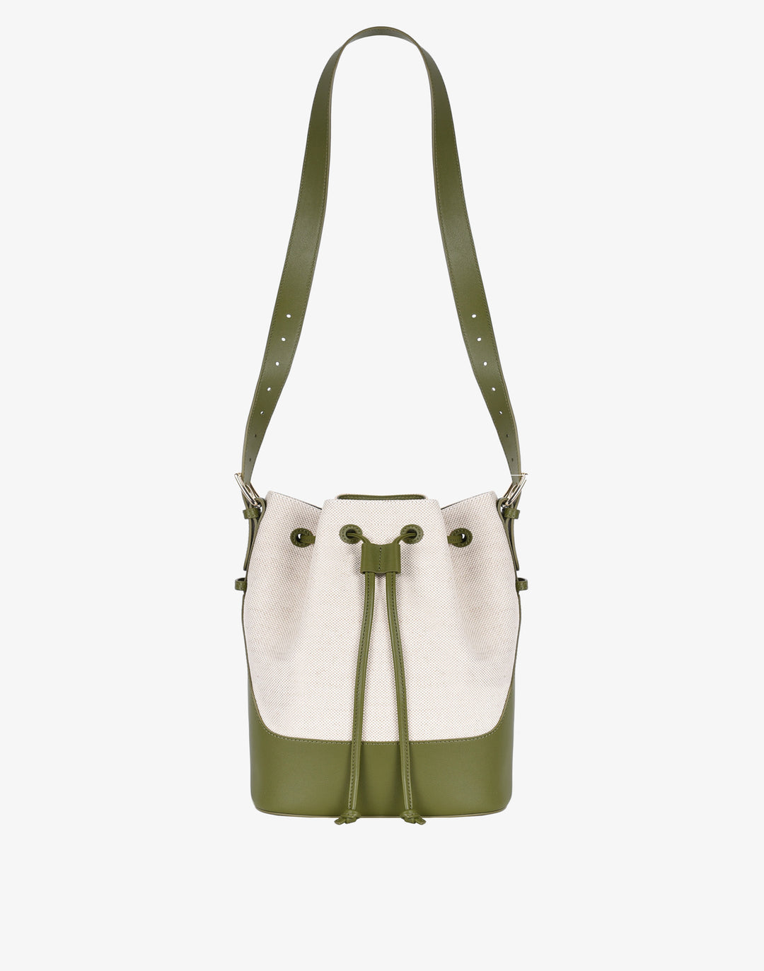 hyer goods cotton canvas cinch bucket bag natural olive #color_olive