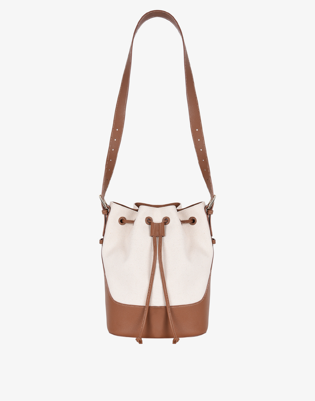 hyer goods cotton canvas cinch bucket bag natural tan saddle brown#color_natural