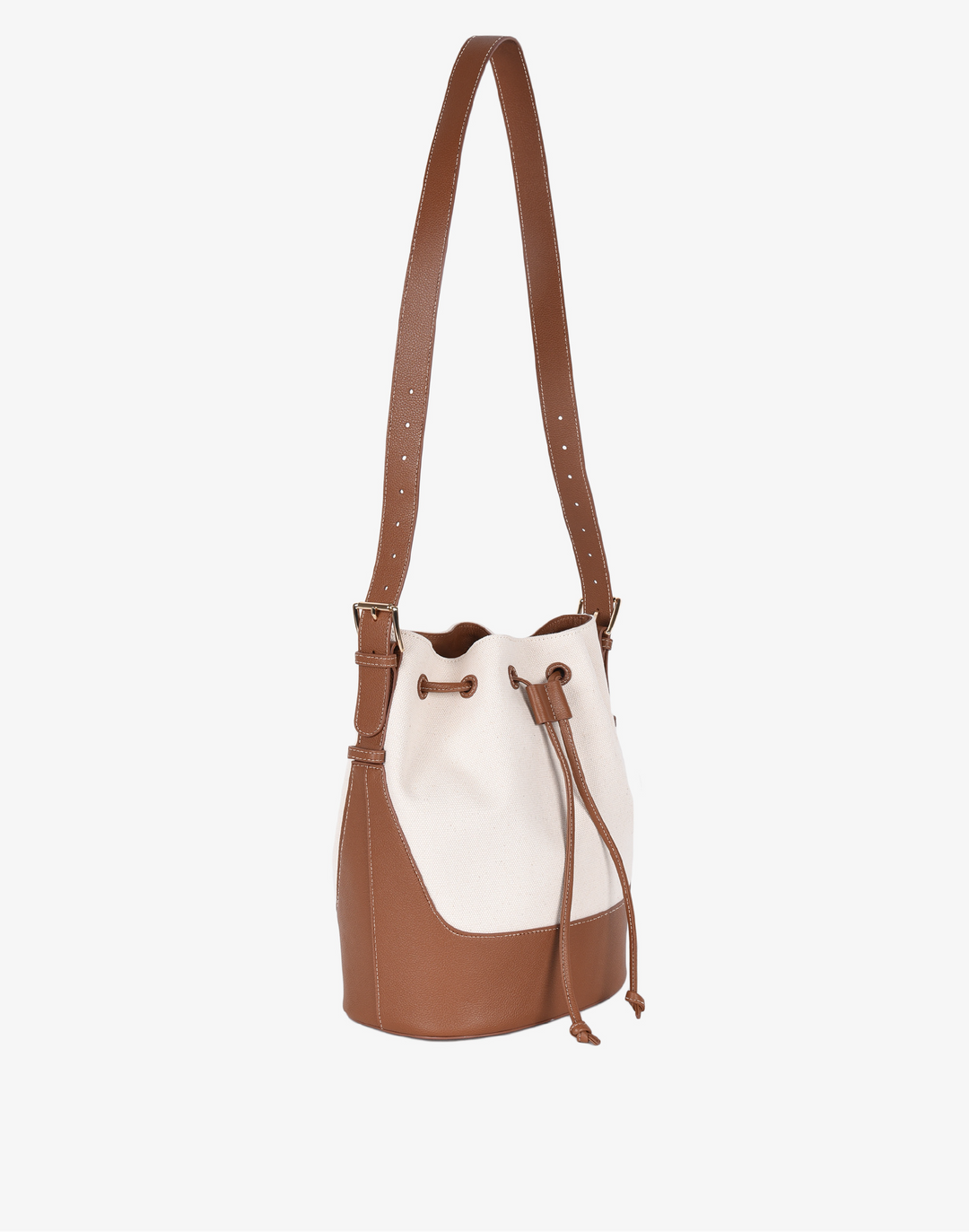 hyer goods cotton canvas cinch bucket bag natural tan saddle brown#color_natural