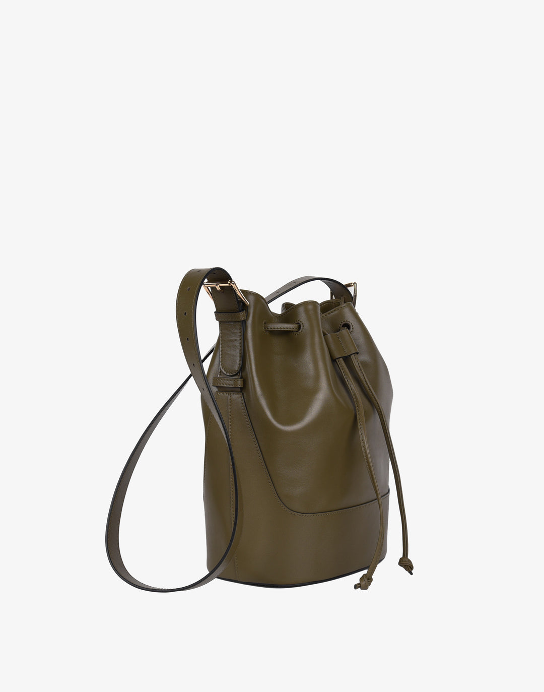 hyer goods recycled leather cinch bucket bag olive#color_olive
