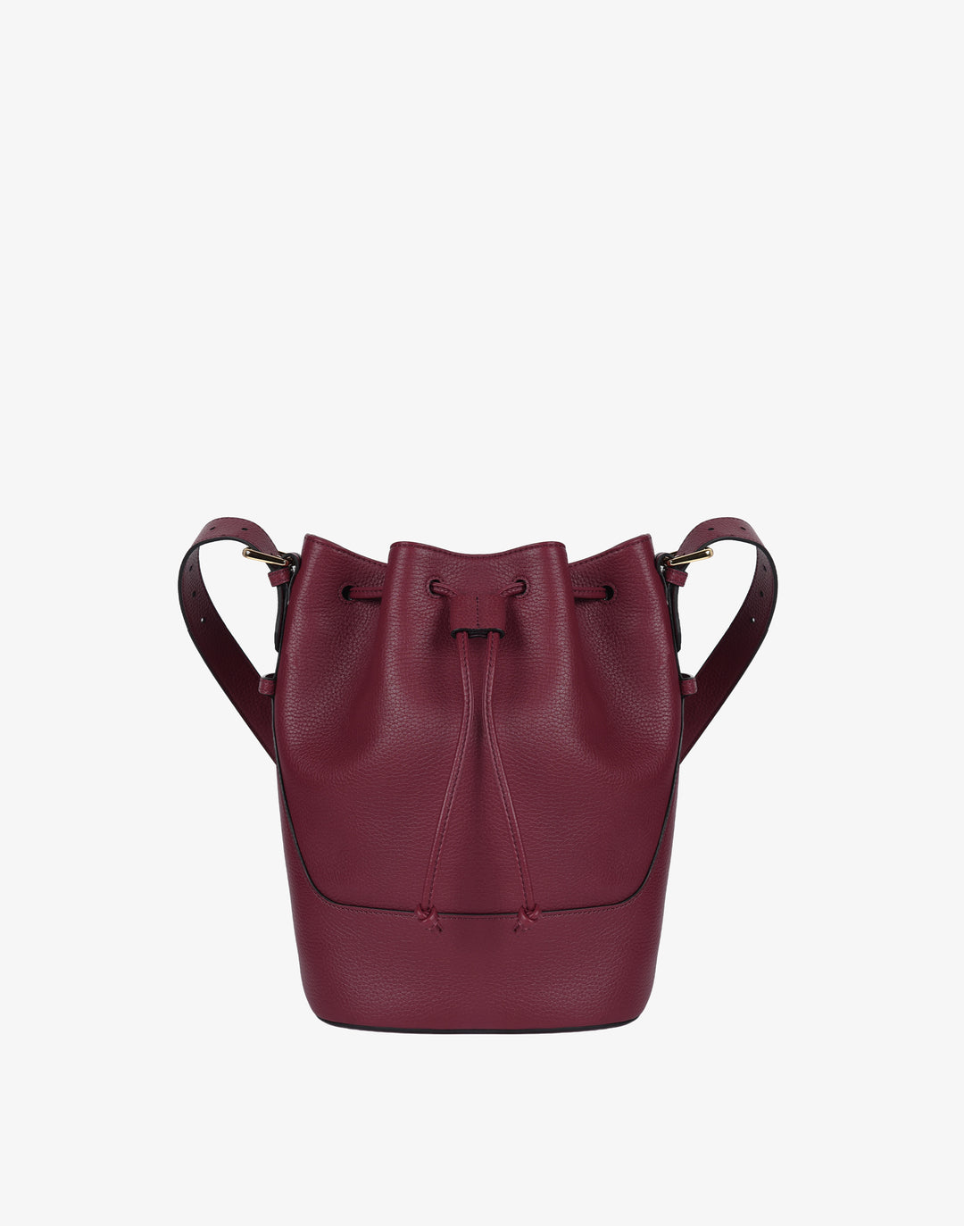 hyer goods recycled leather cinch bucket bag burgundy#color_burgundy