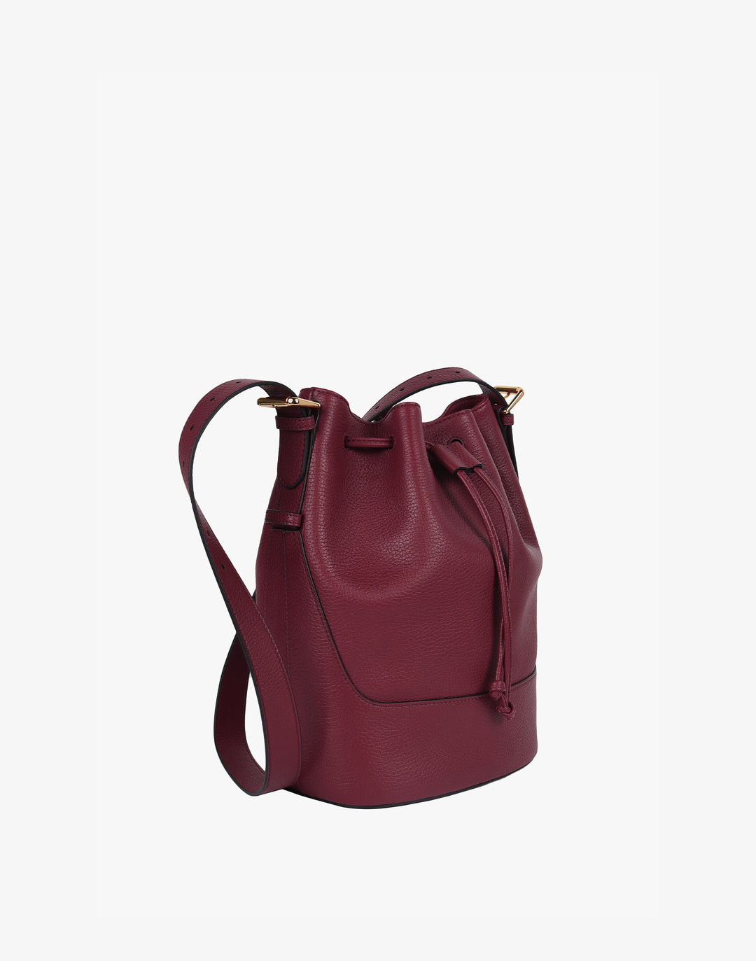 hyer goods recycled leather cinch bucket bag burgundy#color_burgundy