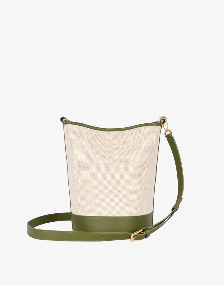 Hyer Goods cotton linen canvas Convertible Bucket Bag_linen olive#color_linen-olive