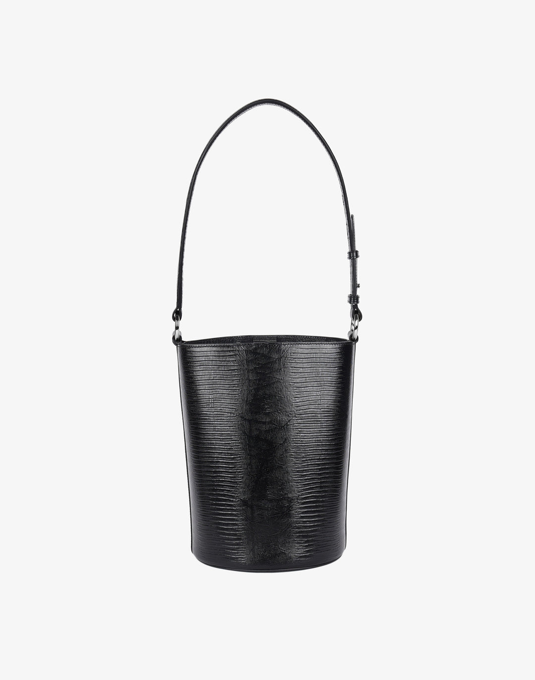 Hyer Goods_upcycled leather_Convertible Bucket Bag_Black lizard#color_black-lizard