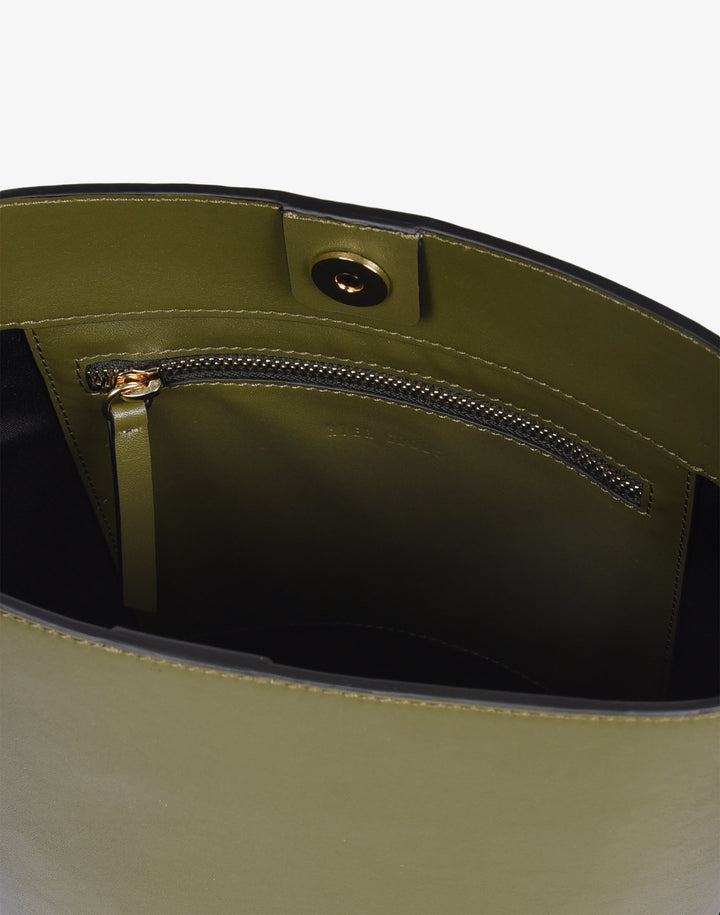 Hyer Goods_upcycled leather_Convertible Bucket Bag_olive#color_olive