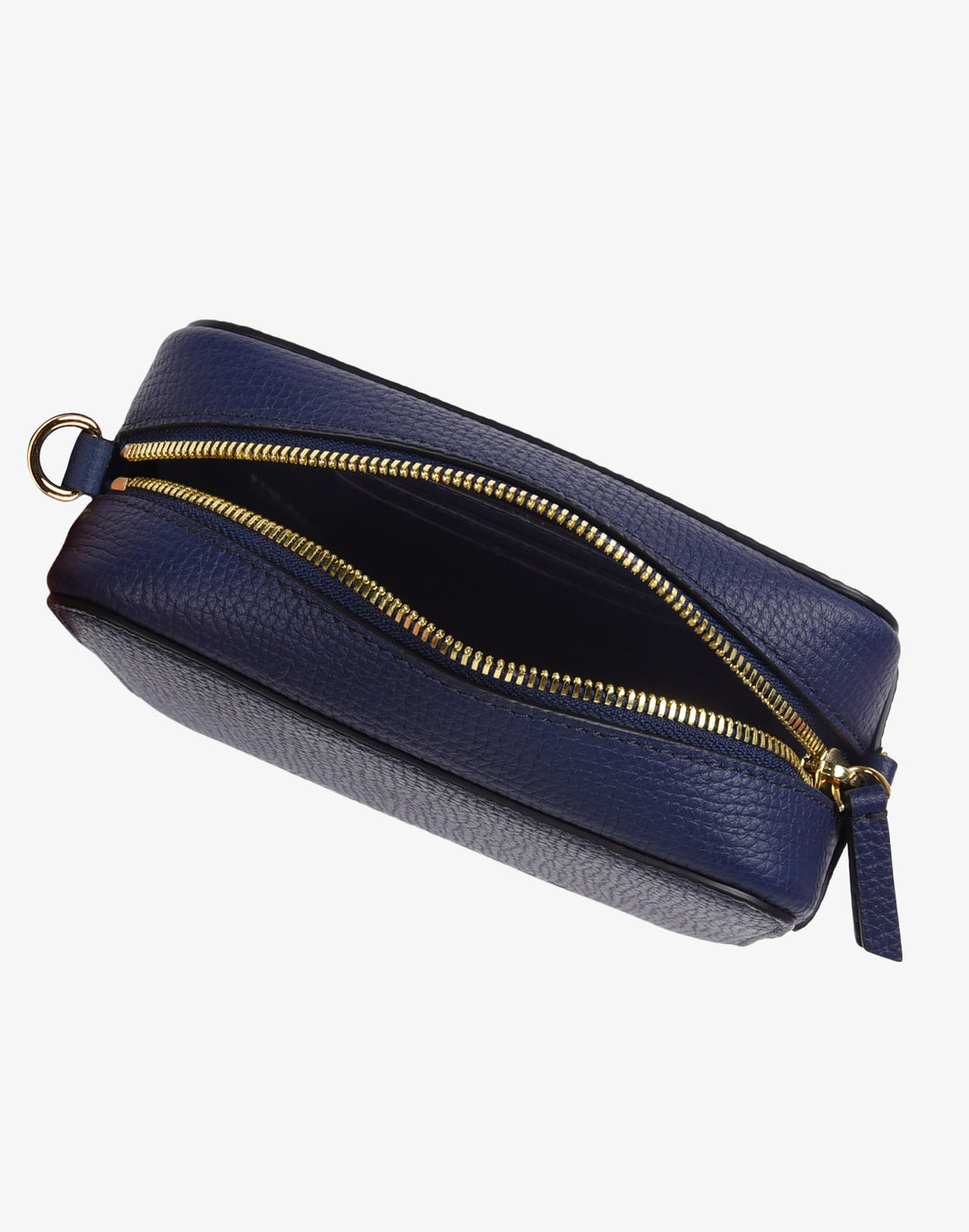 recycled genuine leather camera bag navy blue#color_navy-blue