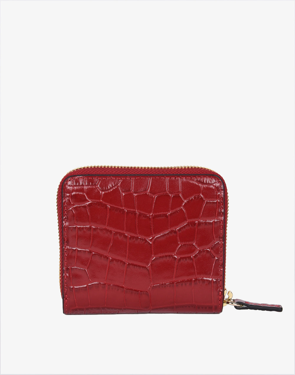 hyer goods recycled leather zip around wallet red croco#color_red-croco