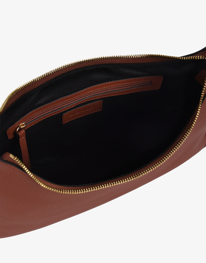 hyer goods recycled leather hobo shoulder bag tan saddle brown#color_saddle-brown