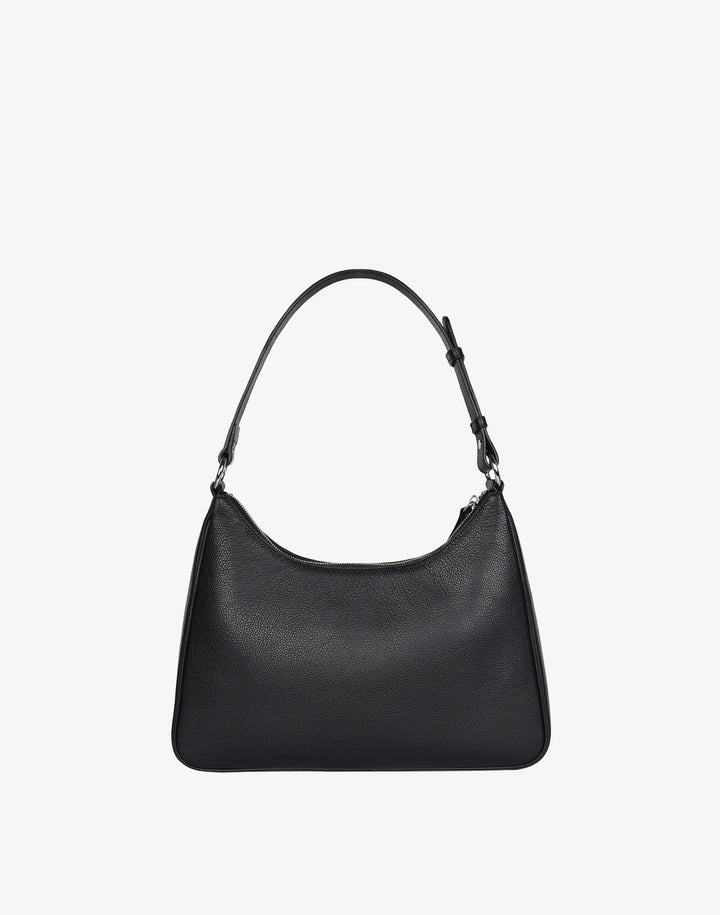 hyer goods recycled leather hobo shoulder bag black#color_black