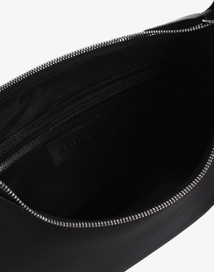 hyer goods recycled leather hobo shoulder bag black#color_black