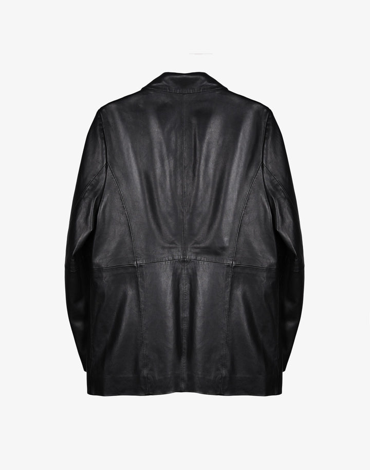 Back of Deadstock Leather Blazer #color_black