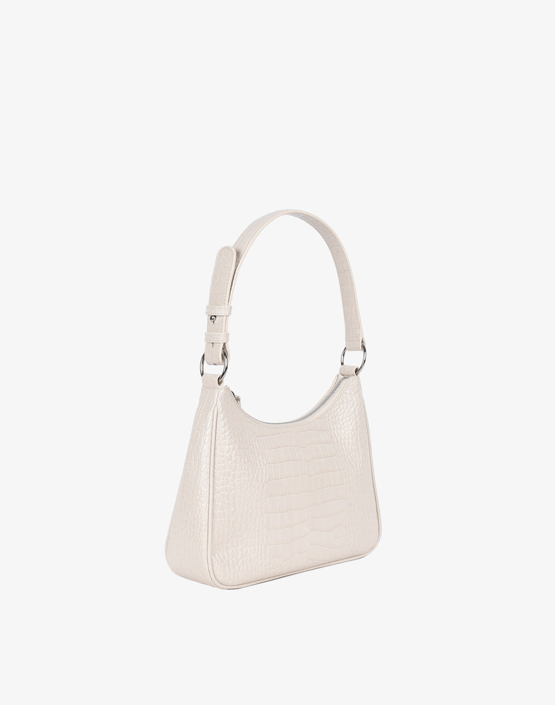 recycled genuine leather everyday shoulder bag cream embossed croc#color_cream-croc