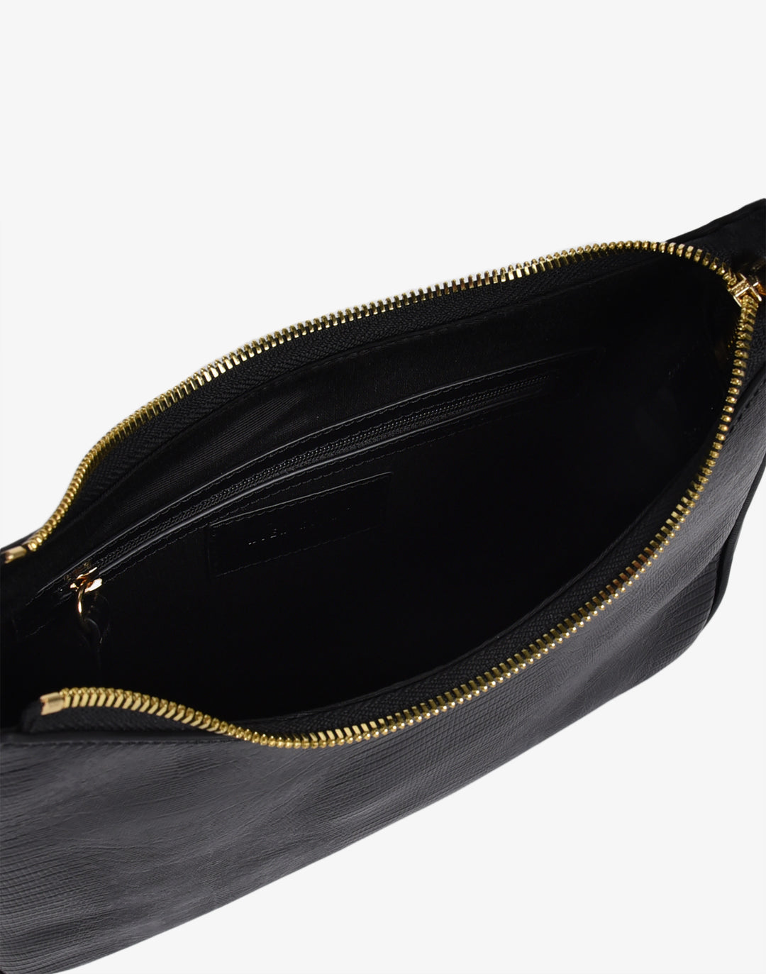 recycled genuine leather everyday shoulder bag  black embossed lizard#color_black-lizard