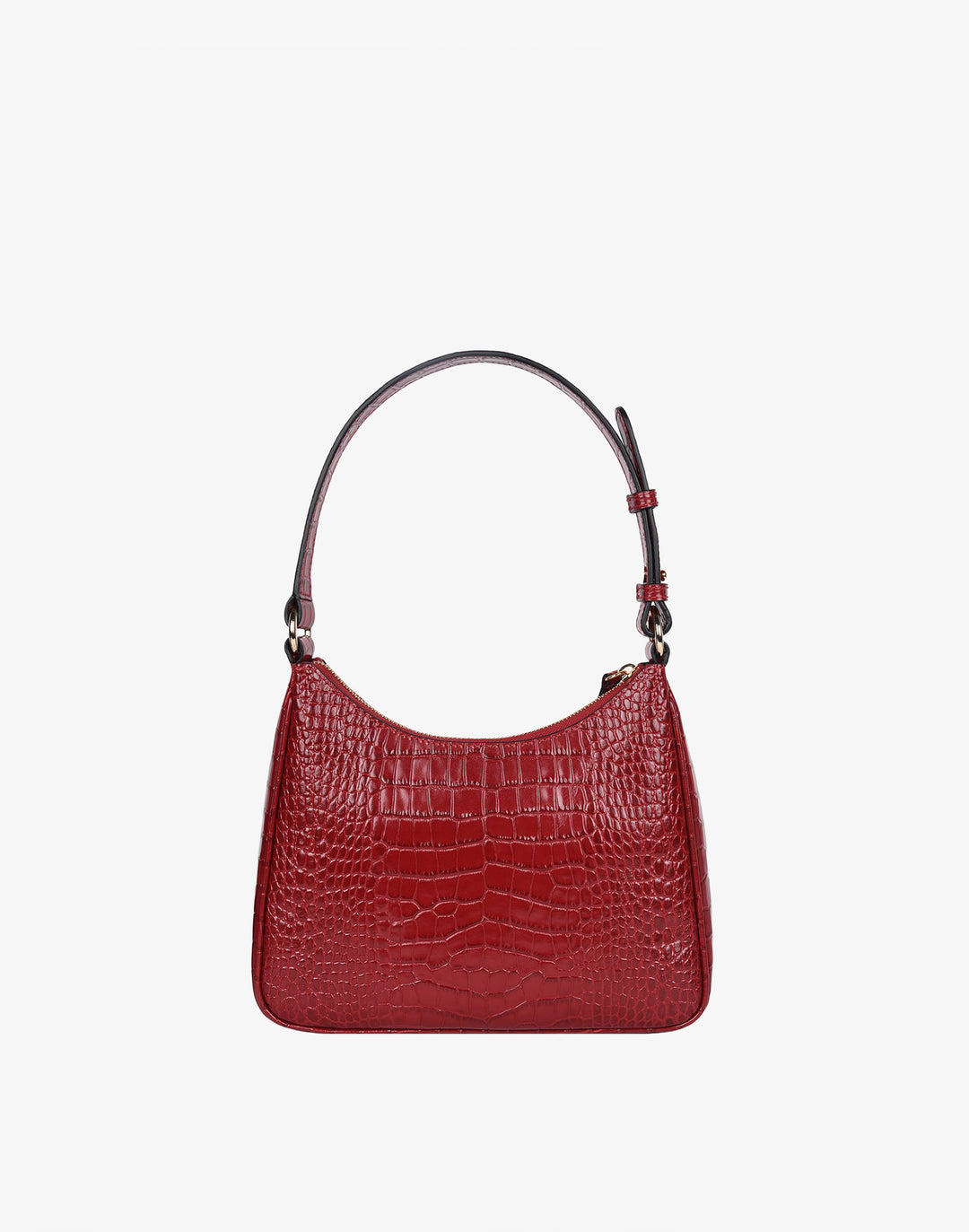 recycled genuine leather everyday shoulder bag red croc embossed#color_red-croco