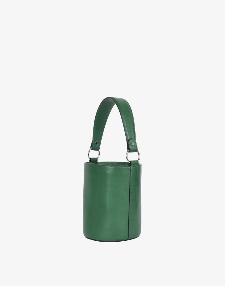 hyer goods recycled leather mini bucket bag green#color_green