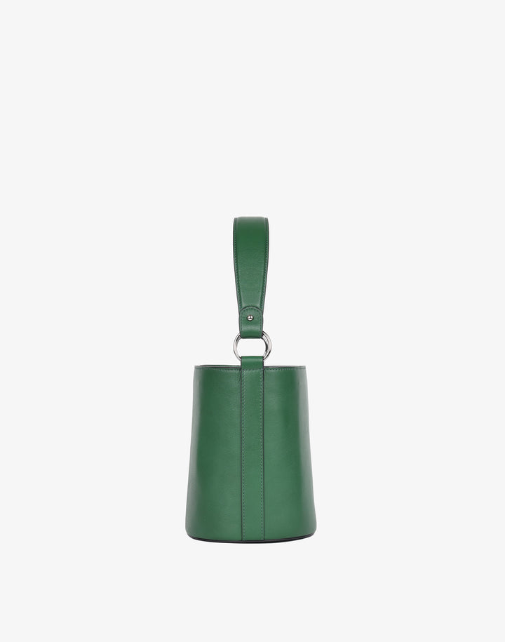 hyer goods recycled leather mini bucket bag green#color_green