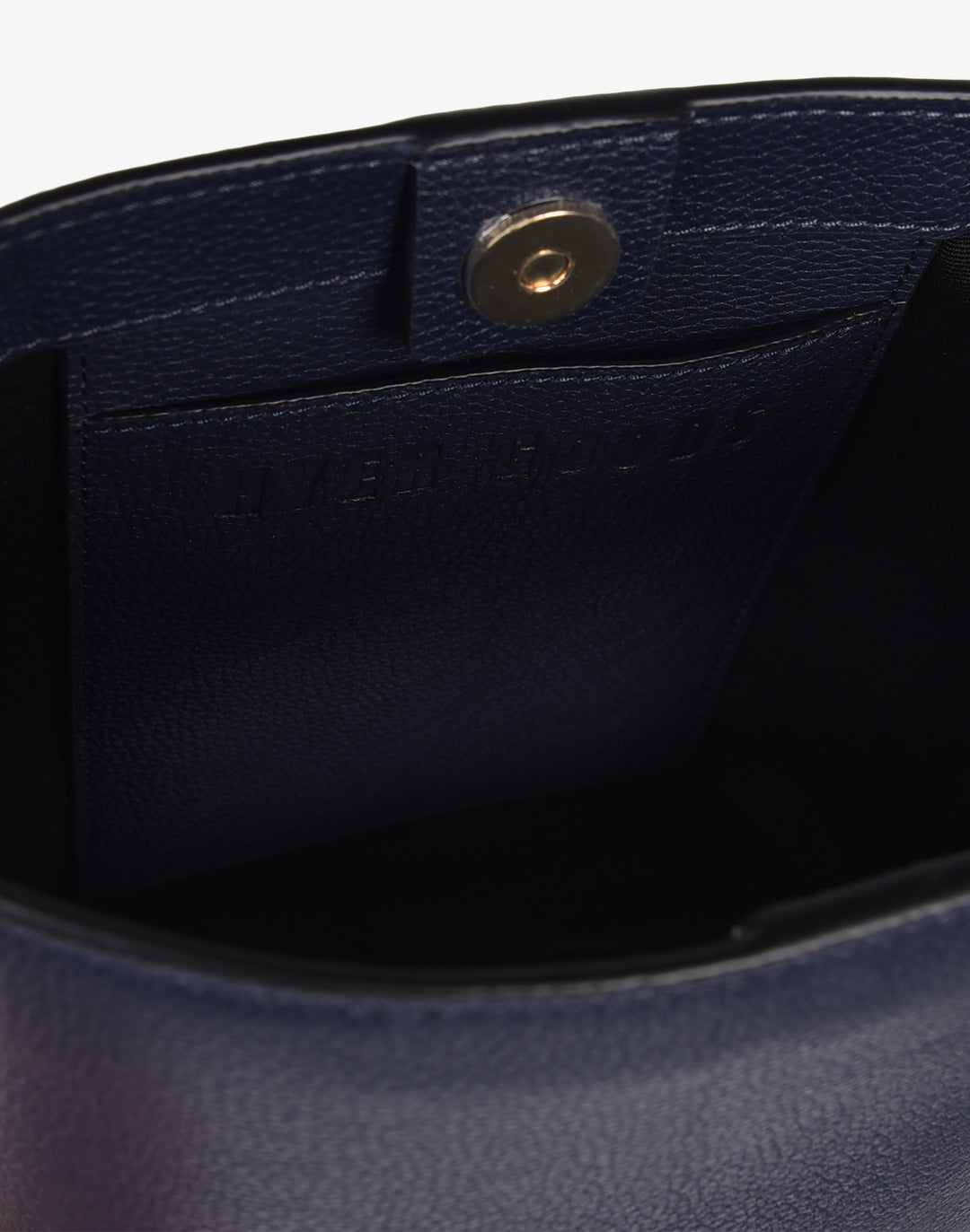 hyer goods recycled leather mini bucket bag navy#color_navy-blue