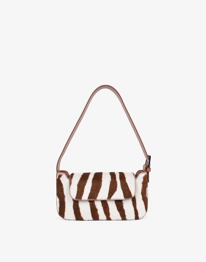 hyer goods 90s baguette shoulder bag with buckle zebra hair calf#color_zebra-hair-calf