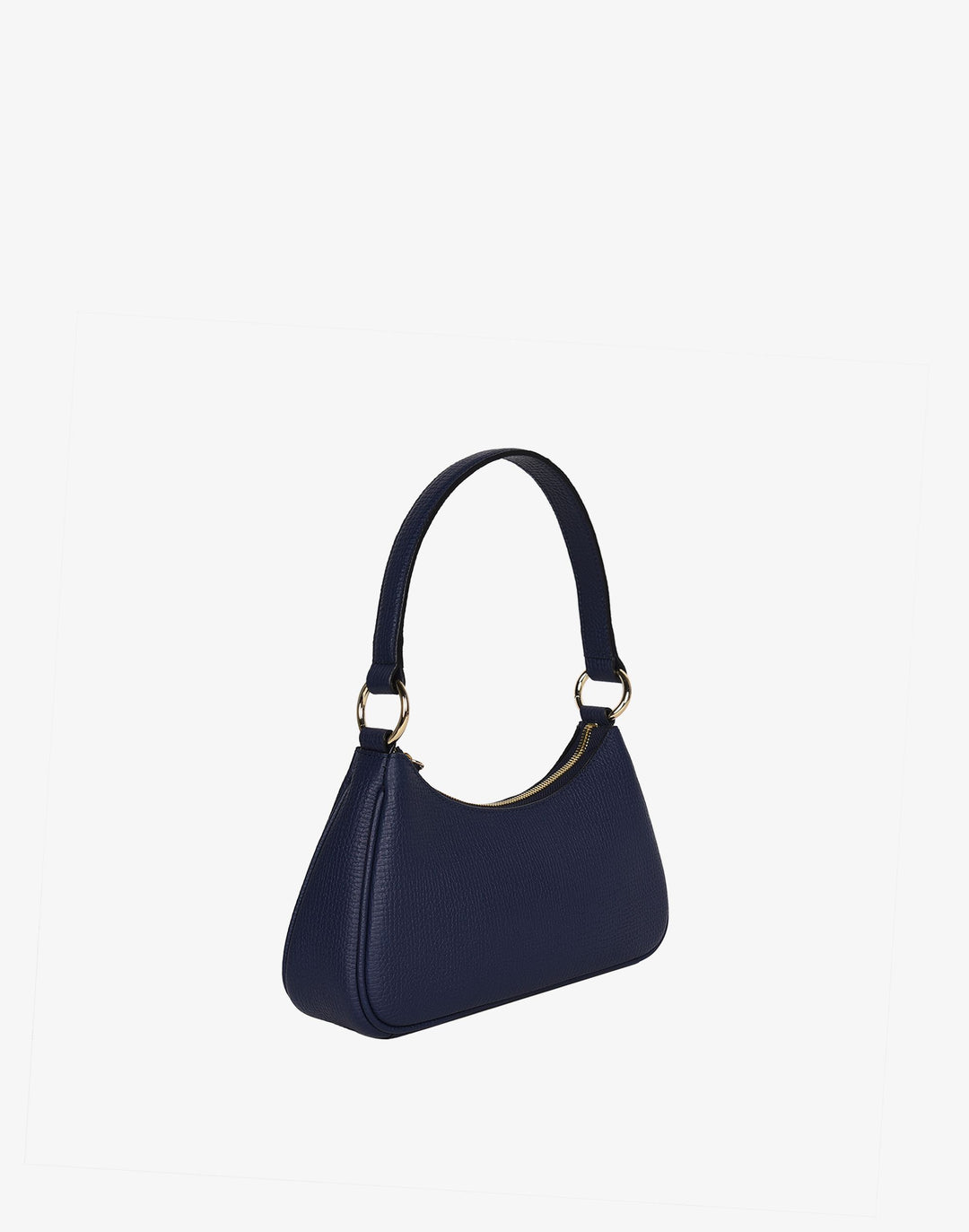 recycled genuine leather mini shoulder bag baguette bag navy#color_navy-blue