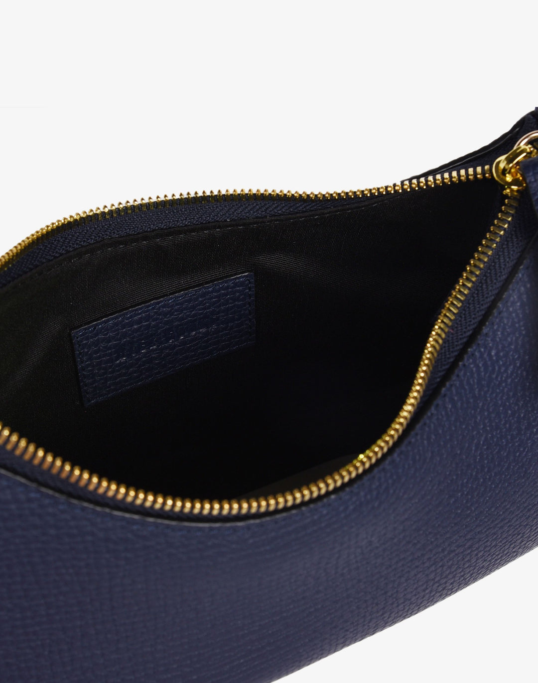 recycled genuine leather mini shoulder bag baguette bag navy#color_navy-blue