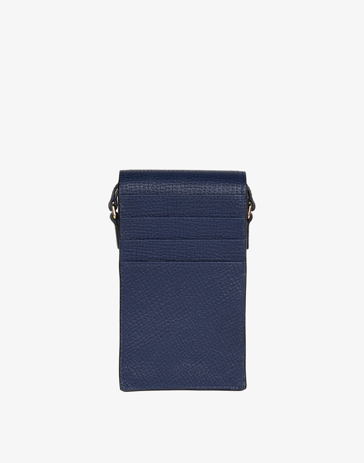 hyer goods recycled leather phone sling bag navy blue#color_navy-blue