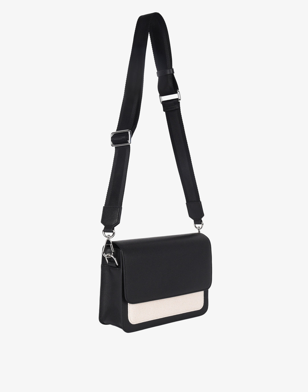 hyer goods recycled leather crossbody satchel bag pocket cube canvas black #color_canvas-black