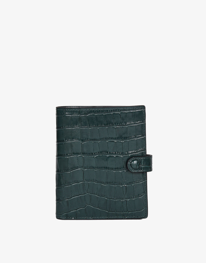 hyer goods recycled leather travel passport wallet forest green croc#color_forest-green-croc