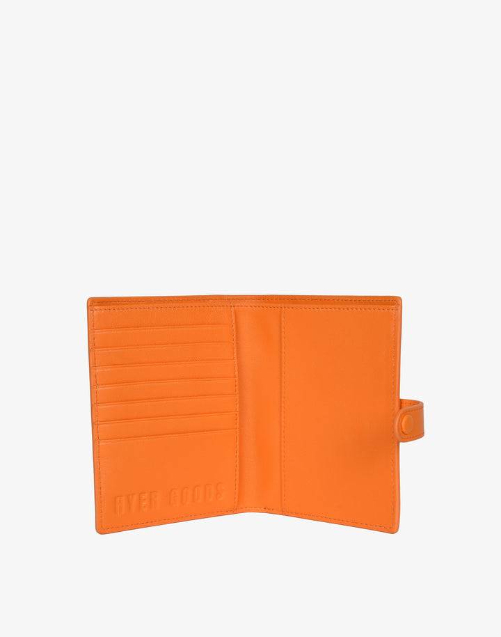hyer goods recycled leather travel passport wallet neon orange#color_neon-orange
