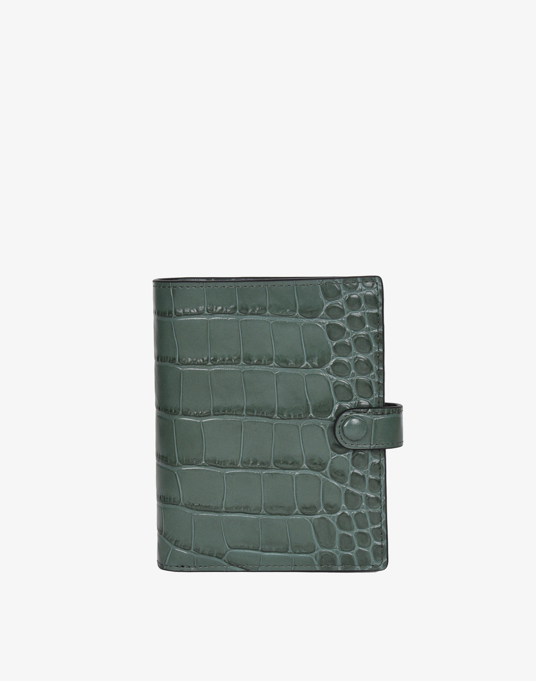 hyer goods recycled leather travel passport wallet sage green croc#color_sage-green-croc