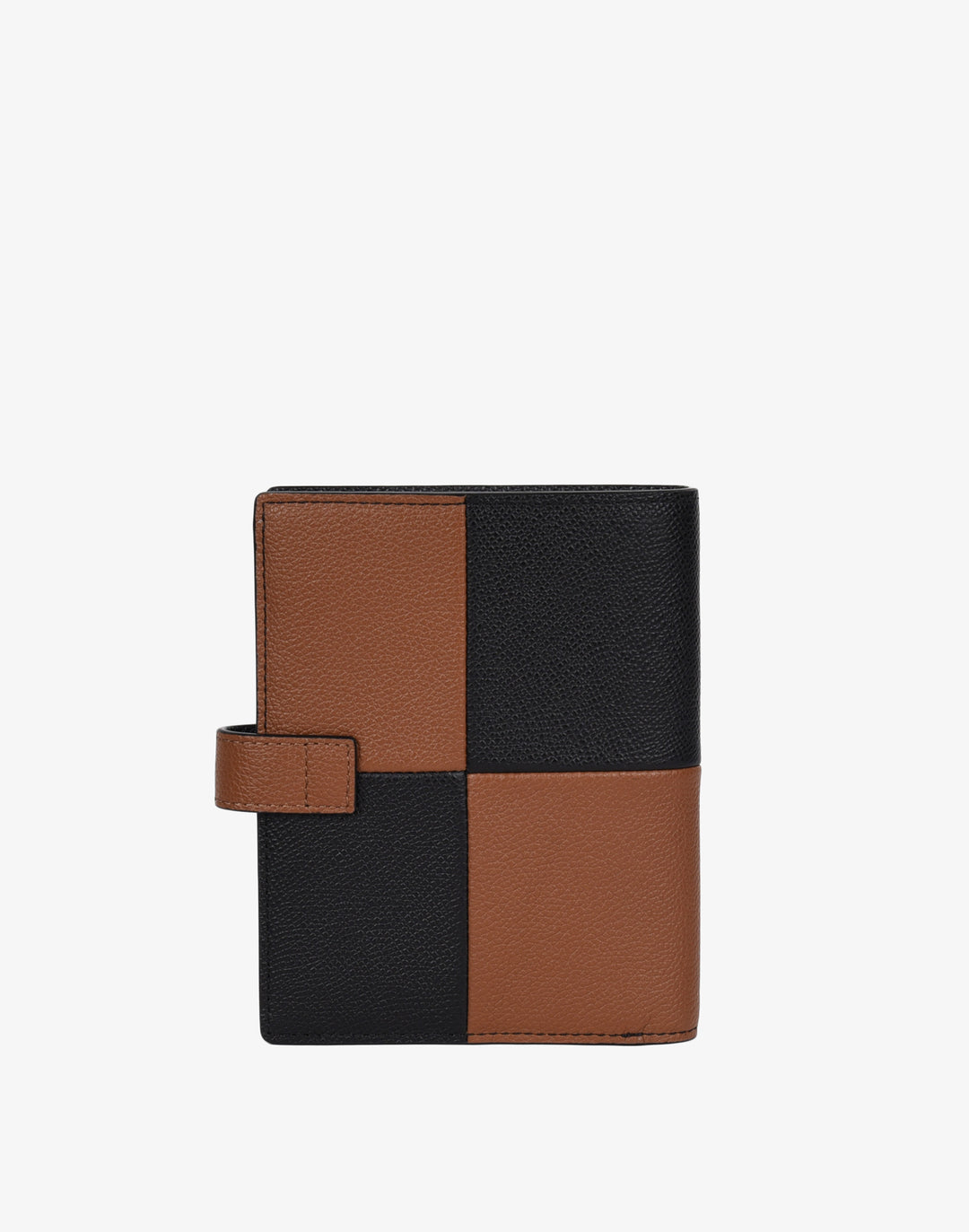 hyer goods recycled leather travel passport wallet black cognac check#color_cognac-check