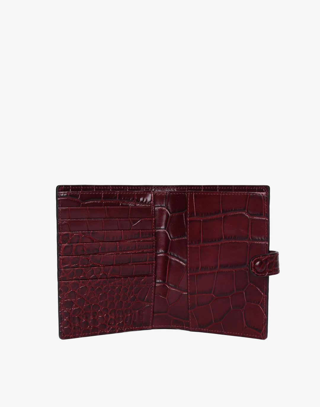 hyer goods recycled leather travel passport wallet burgundy croc#color_burgundy-croco