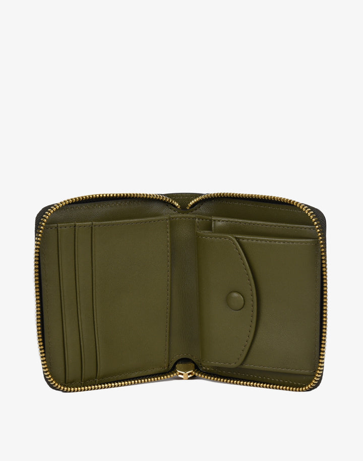 hyer goods recycled leather zip around wallet olive#color_olive