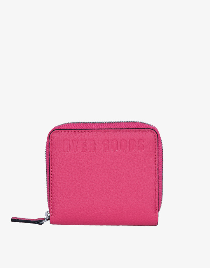 hyer goods recycled leather zip around wallet hot pink fuchsia#color_fuschia