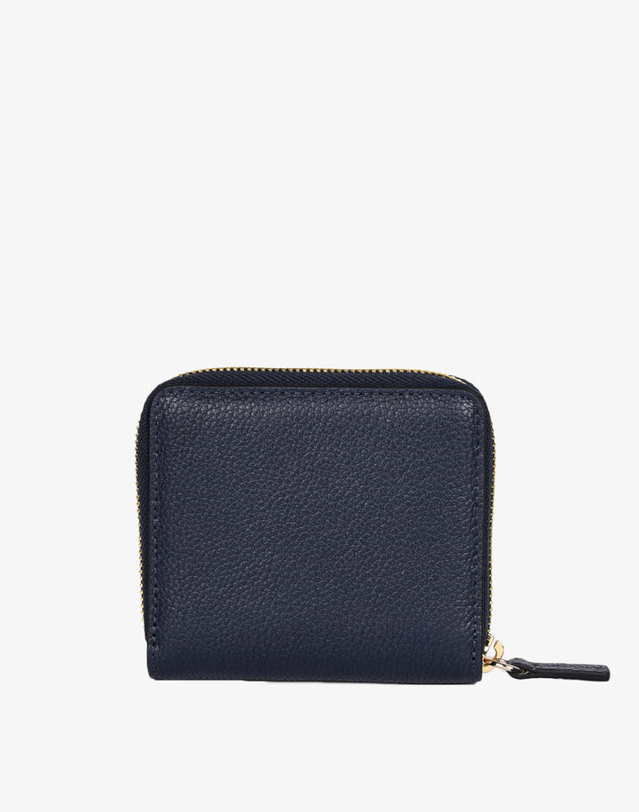 hyer goods recycled leather zip around wallet navy blue#color_navy-blue