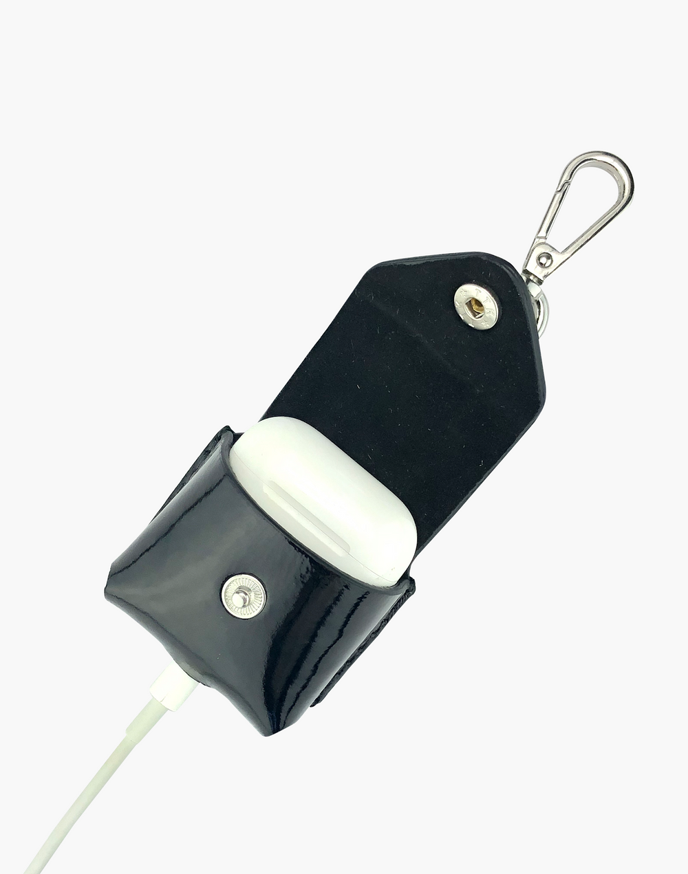 Hyer Goods_Airpod keychain_black patent_#color_black-patent